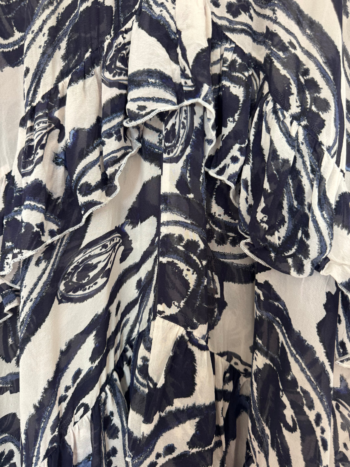 Vestido Dea Kudibal Frankie 90% Seda Mulberry Paisley Volantes Asimétrico