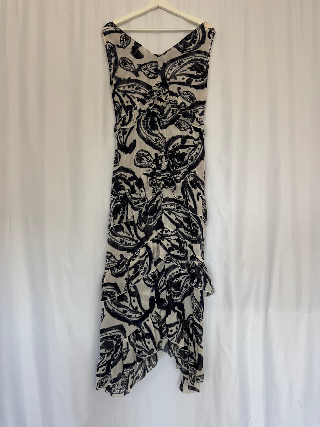 Vestido Dea Kudibal Frankie 90% Seda Mulberry Paisley Volantes Asimétrico