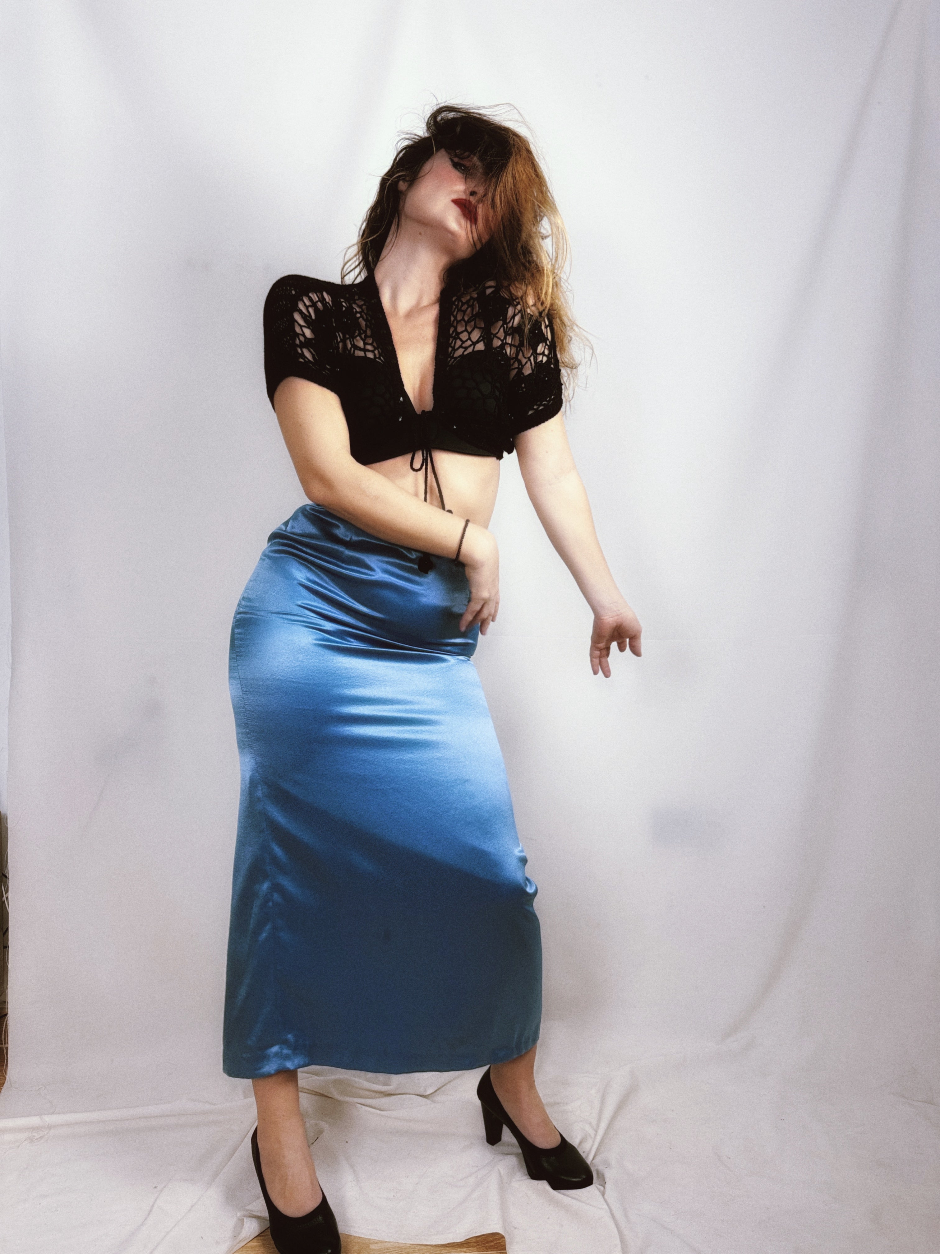 Falda vintage satén