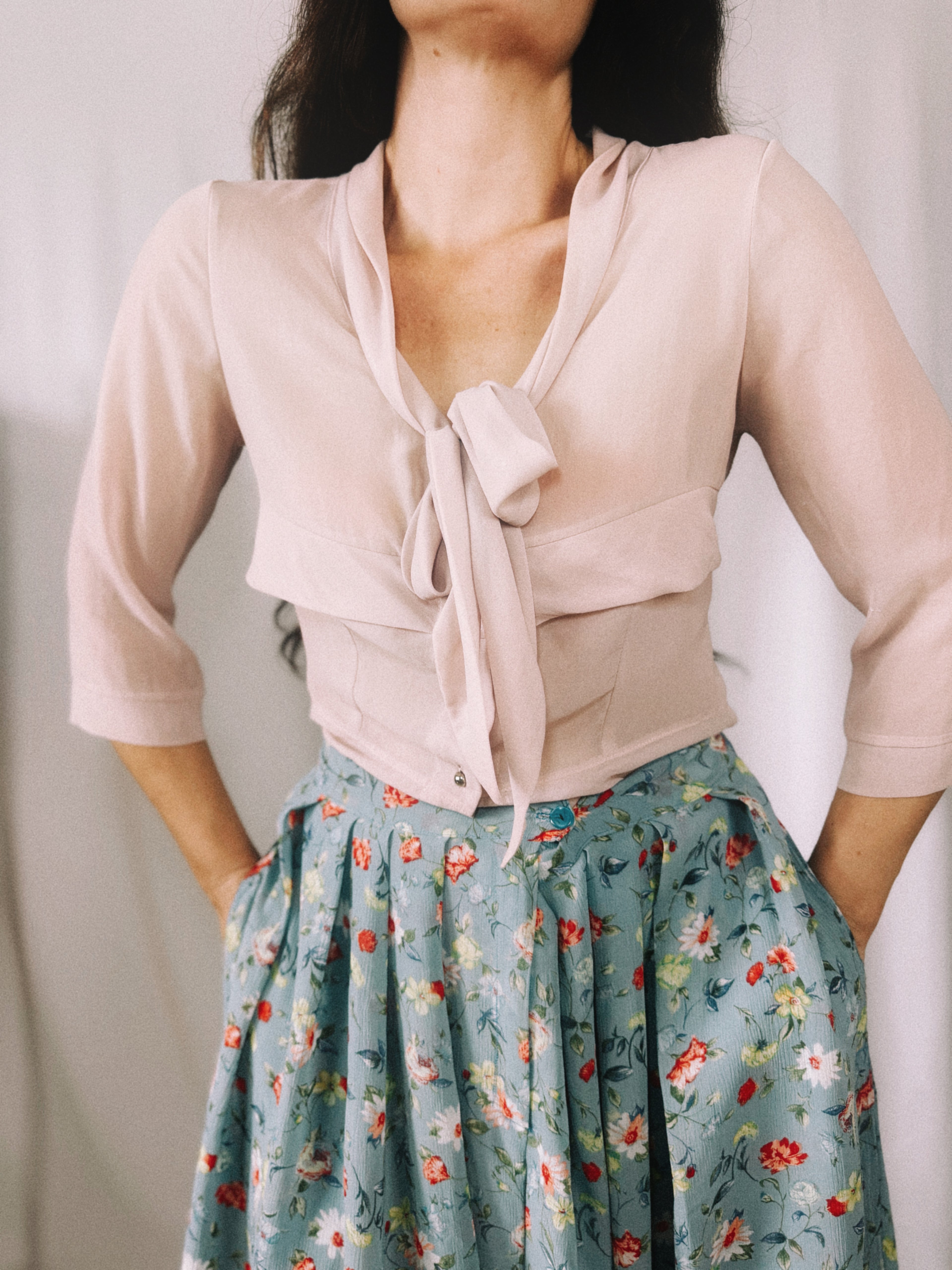 Blusa Eleonora Amadei rosa elegante con botones frontales | Talla S/M | Preloved
