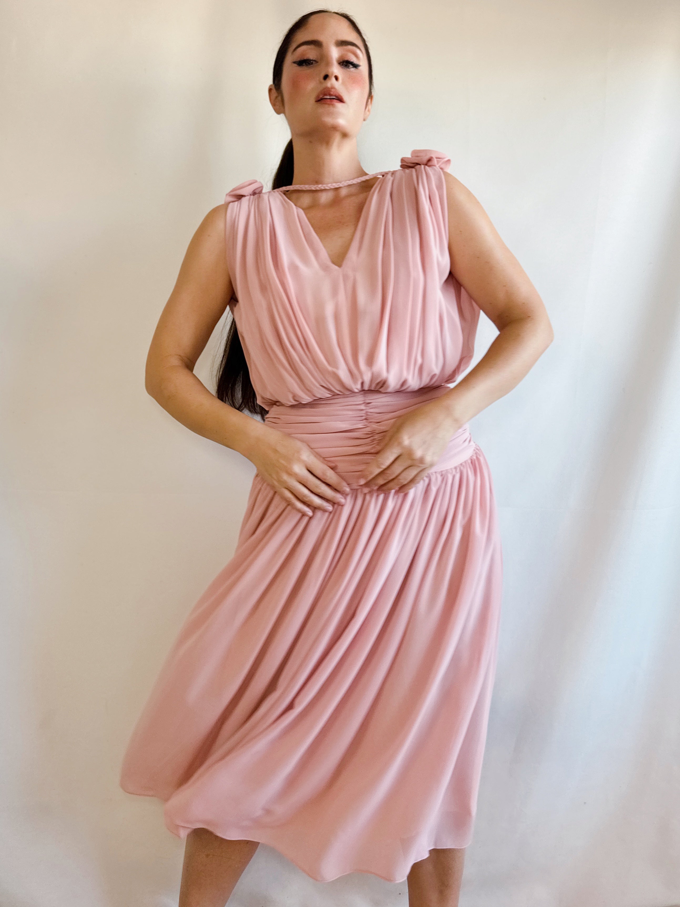Vestido vintage drapeado Olympia (T.S)