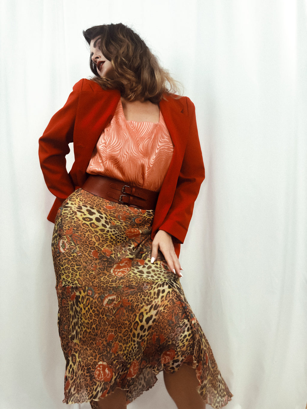 Falda vintage seda print