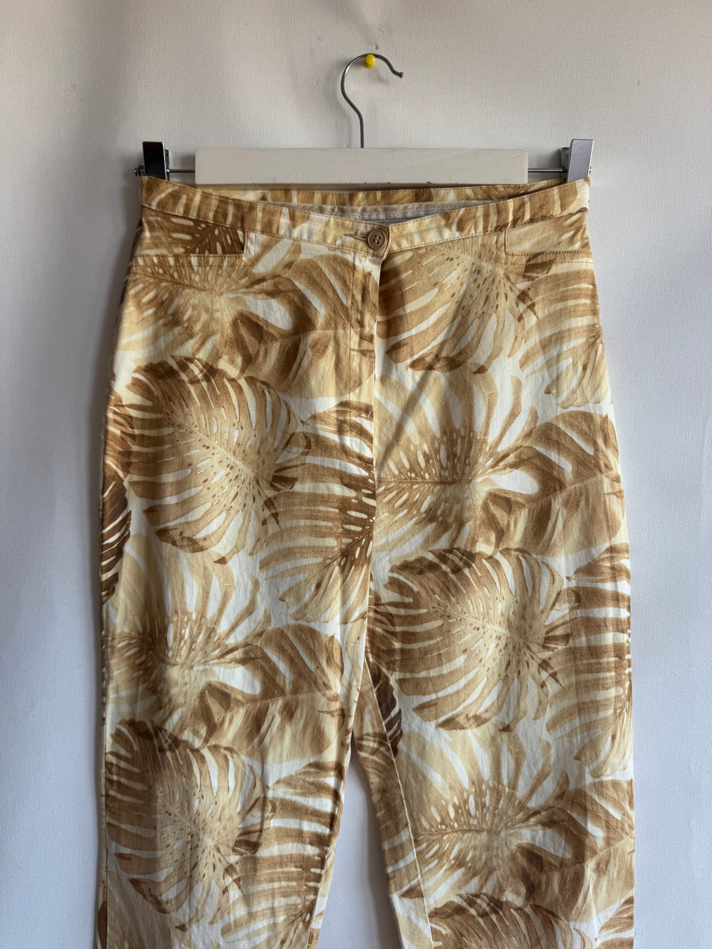 Pantalón Vintage Pilar Rueda Hojas Monstera Tiro Alto Talla 36/38