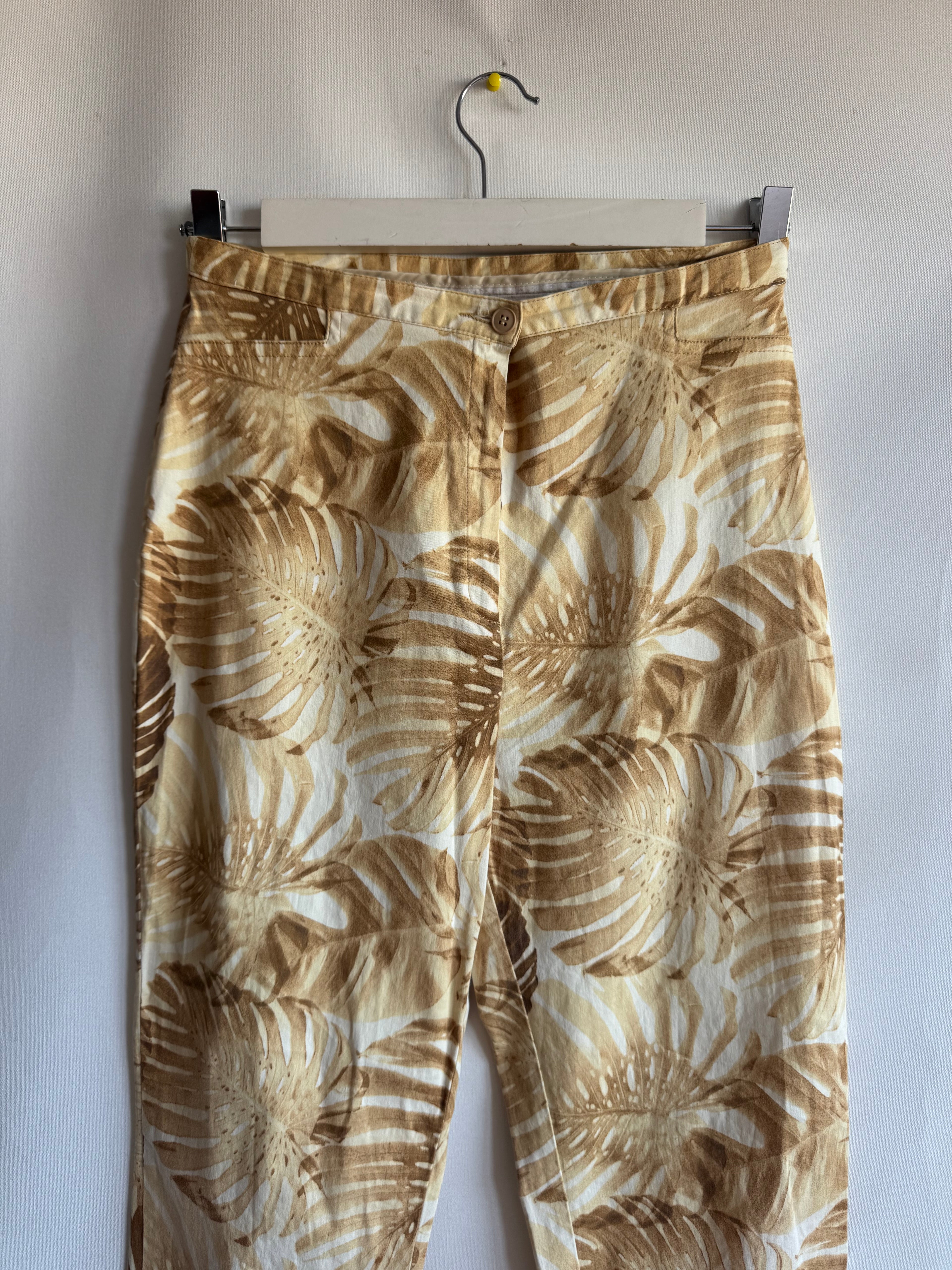 Pantalón Vintage Pilar Rueda Hojas Monstera Tiro Alto Talla 36/38