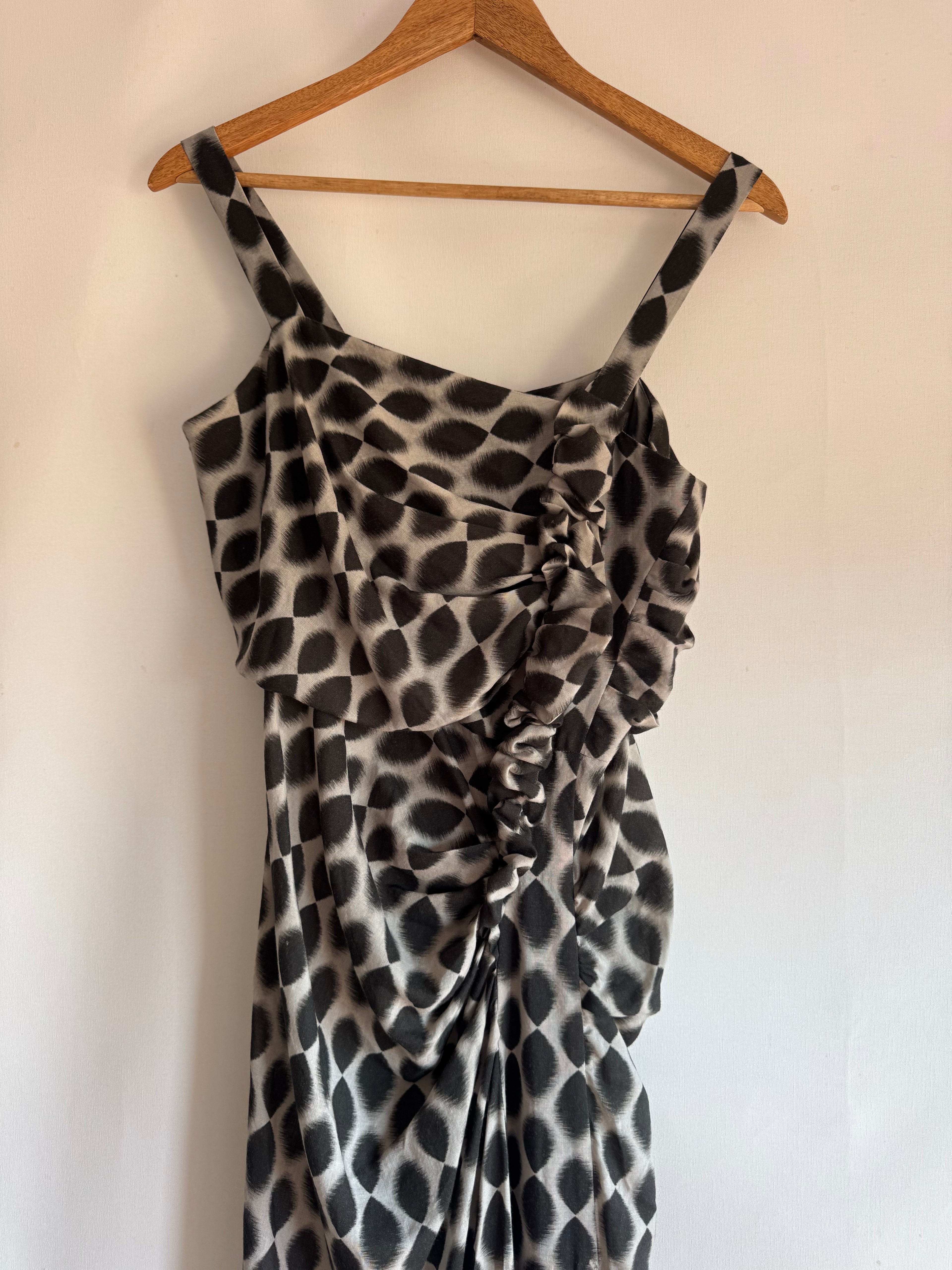 Vestido Vintage Aquascutum Seda & Lana · Made in Portugal · Designer Draped Maxi Dress