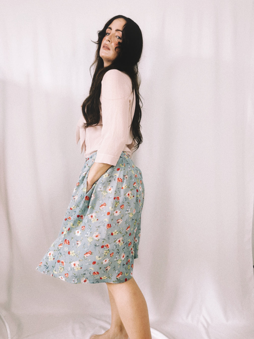 Bermudas vintage celestes estampadas