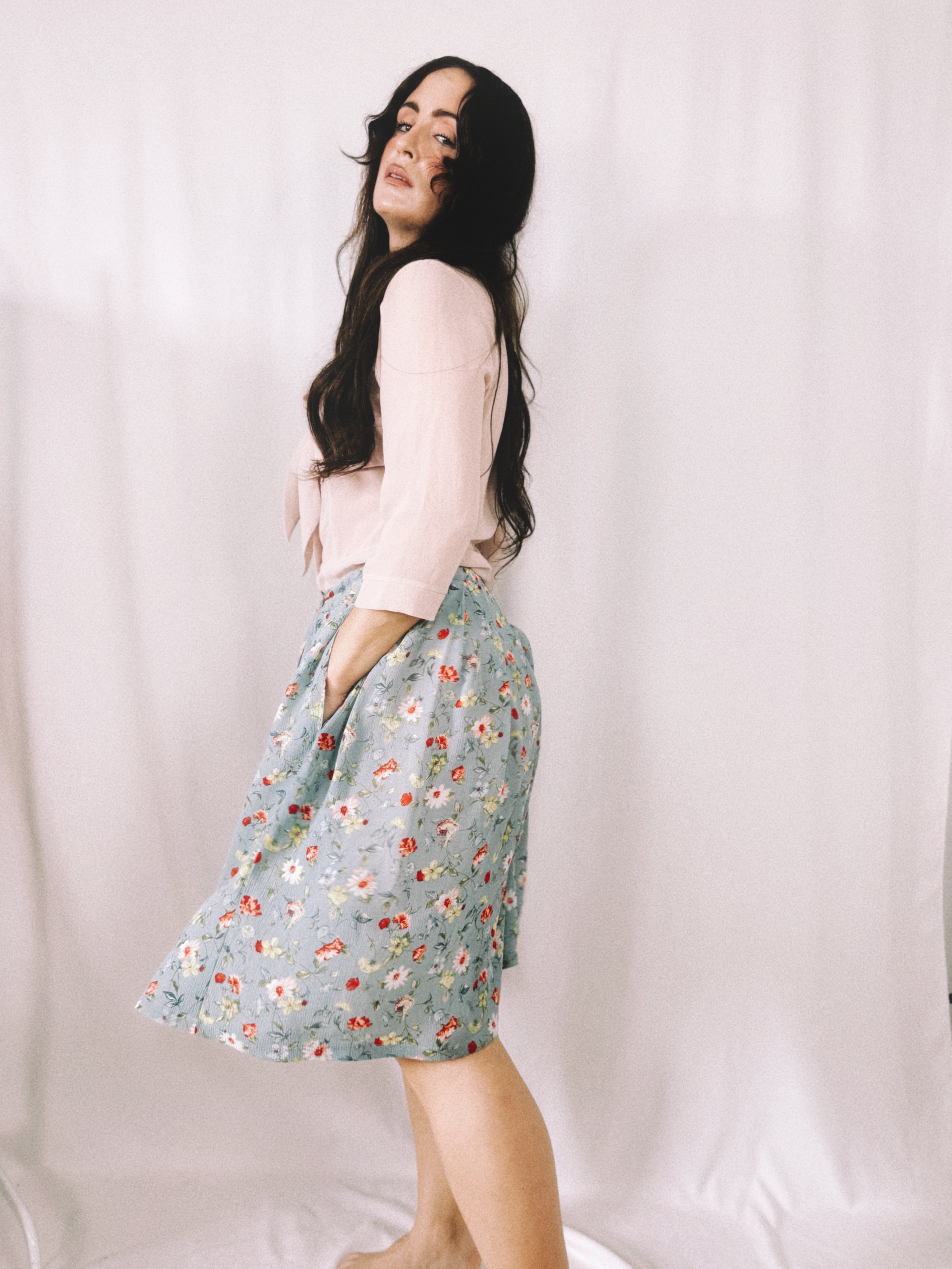 Bermudas vintage celestes estampadas