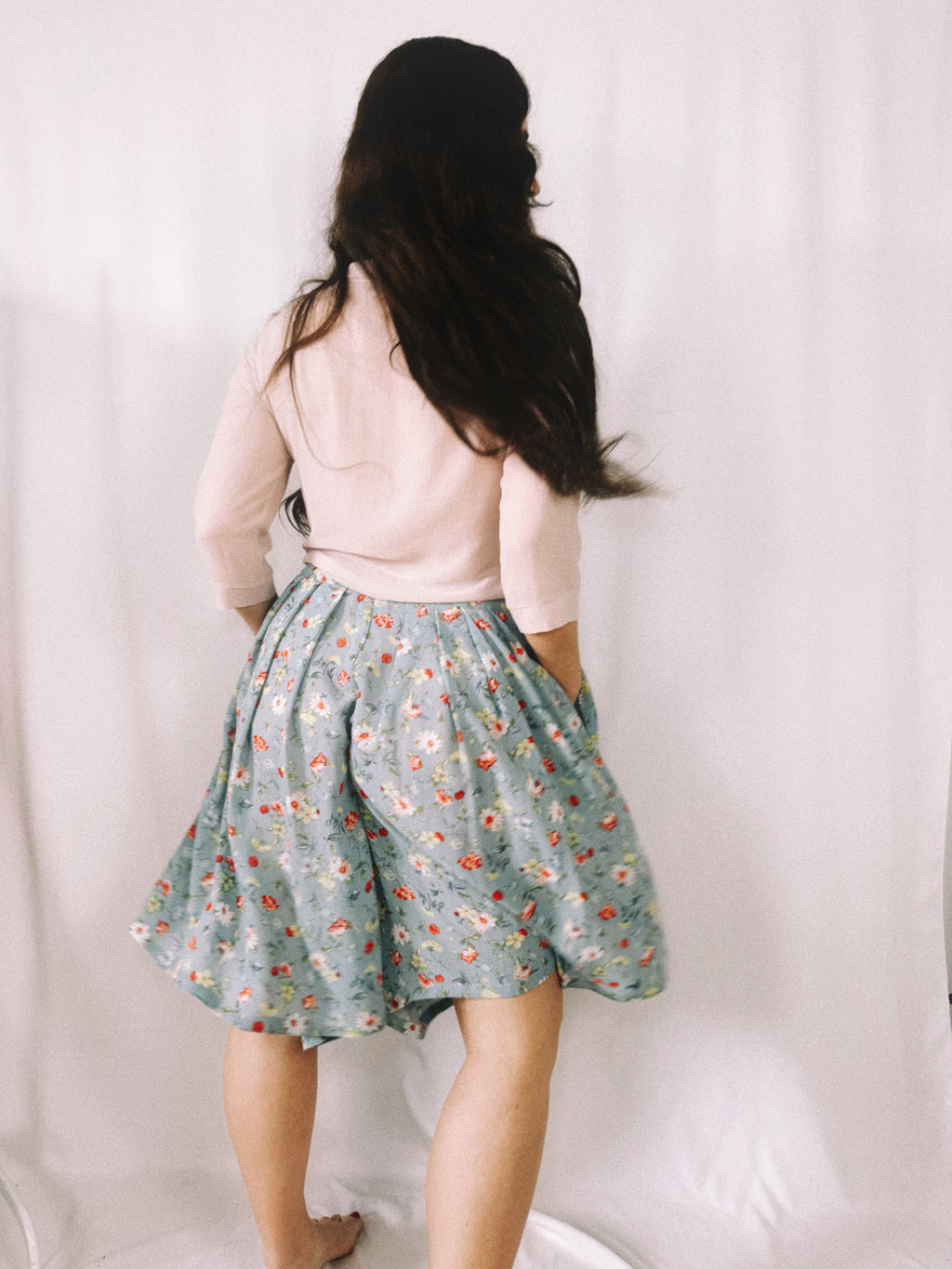 Bermudas vintage celestes estampadas