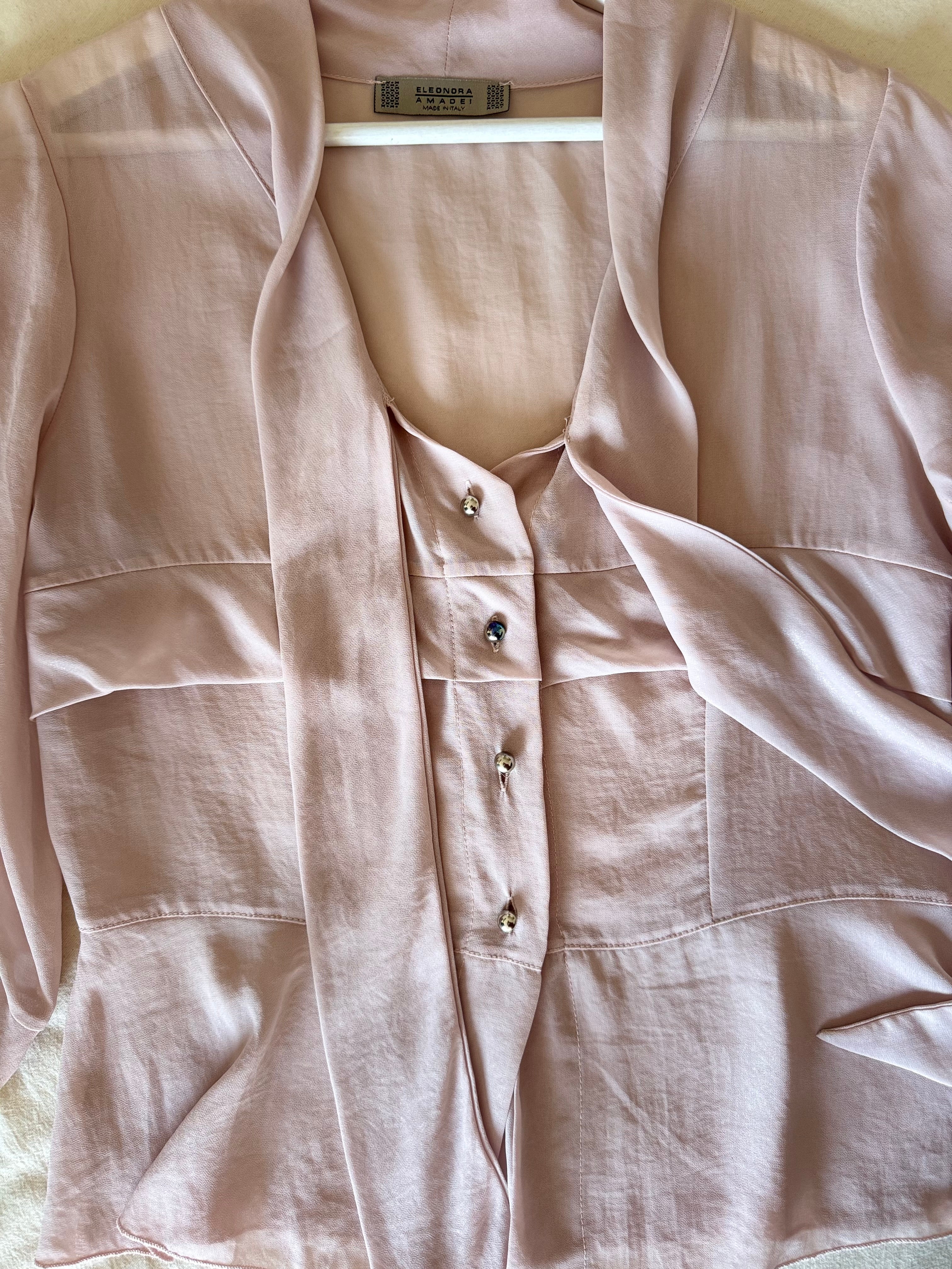 Blusa Eleonora Amadei rosa elegante con botones frontales | Talla S/M | Preloved