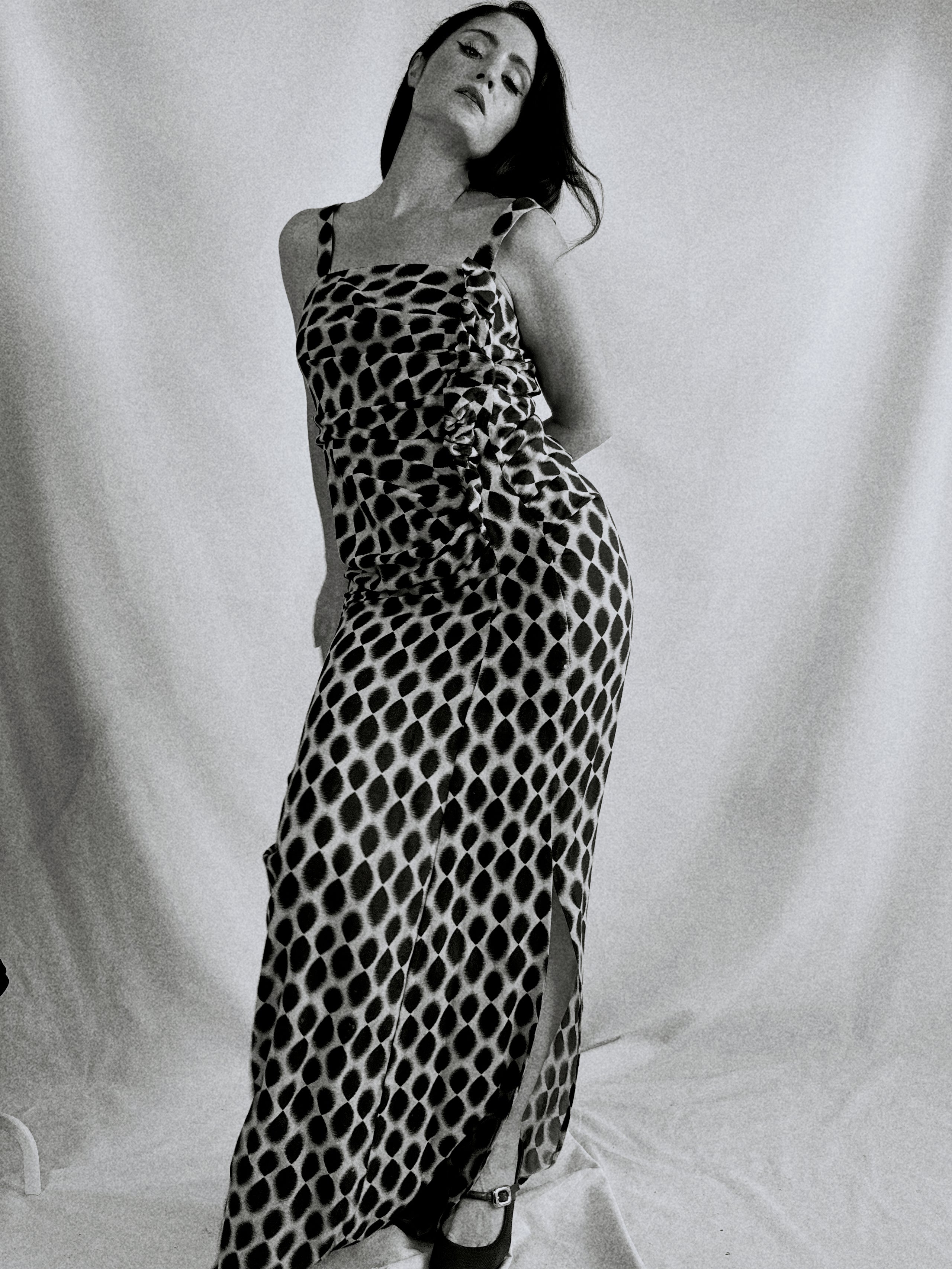 Vestido Vintage Aquascutum Seda & Lana · Made in Portugal · Designer Draped Maxi Dress