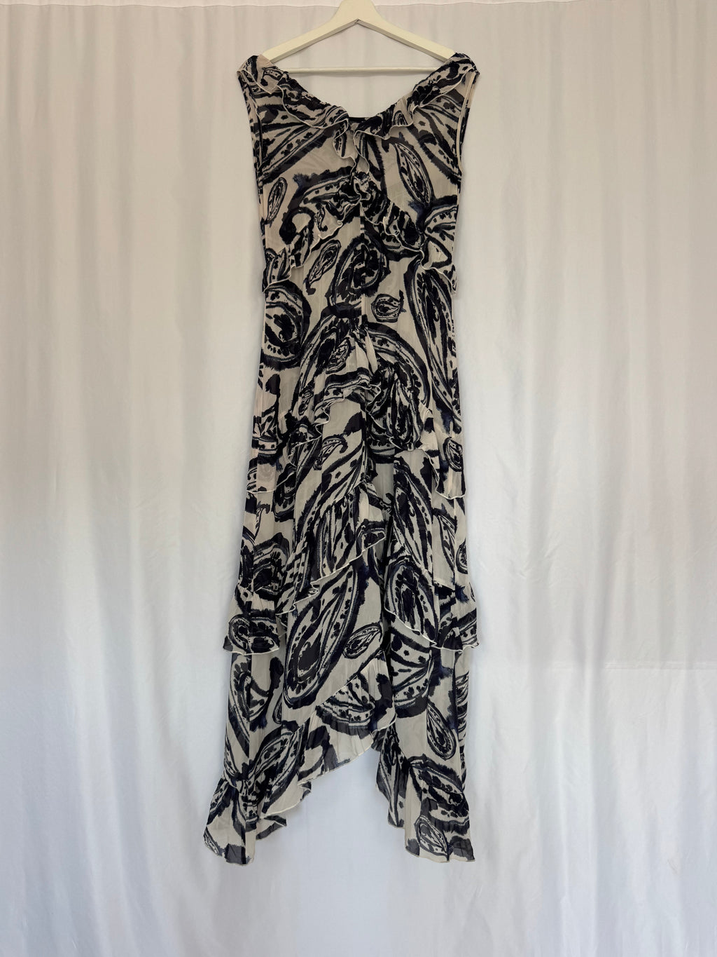 Vestido Dea Kudibal Frankie 90% Seda Mulberry Paisley Volantes Asimétrico