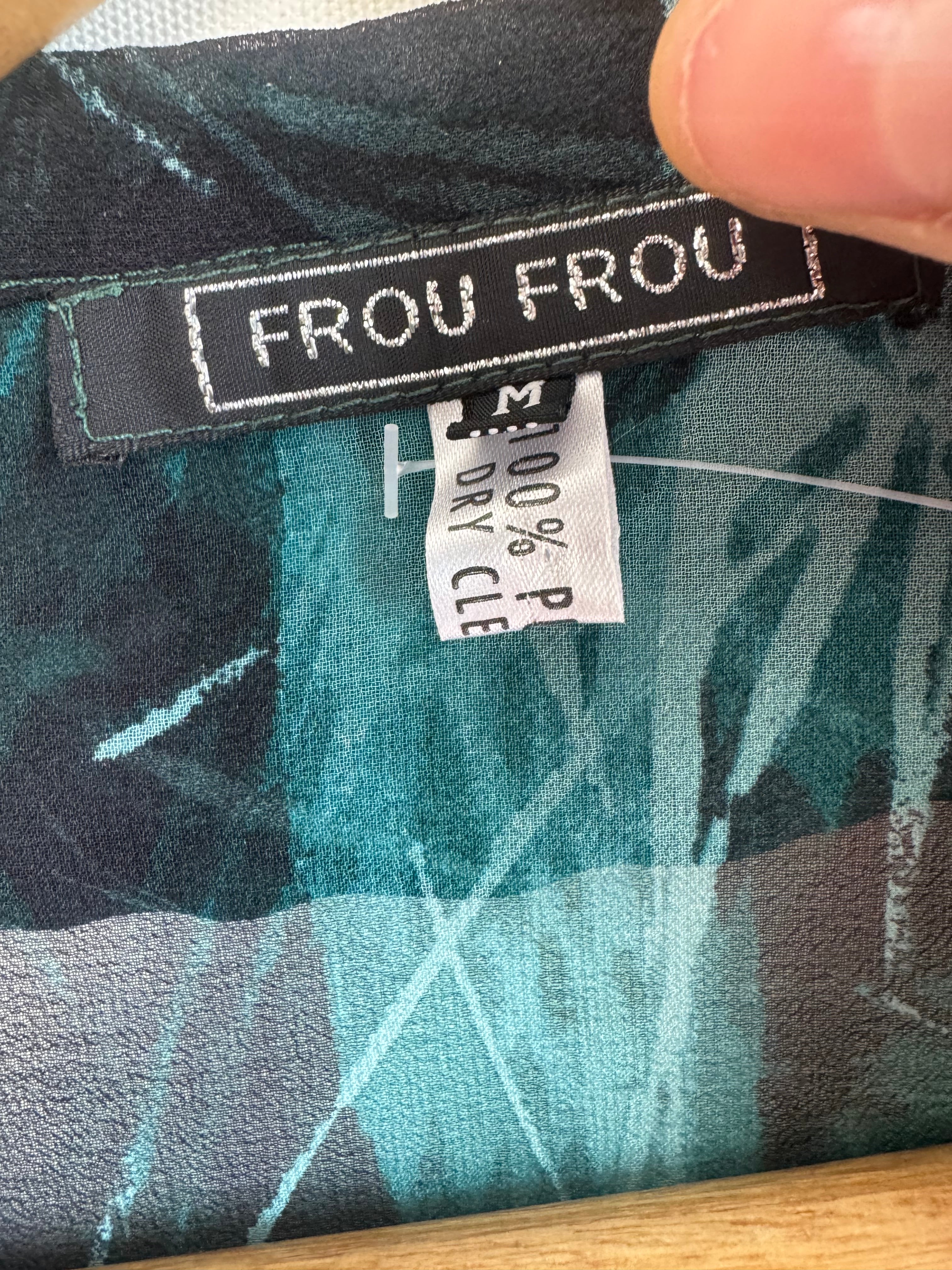 Blusa 100% Seda Pura Frou Frou - Talla M / S-M - Verde Turquesa - NUEVA con Etiqueta