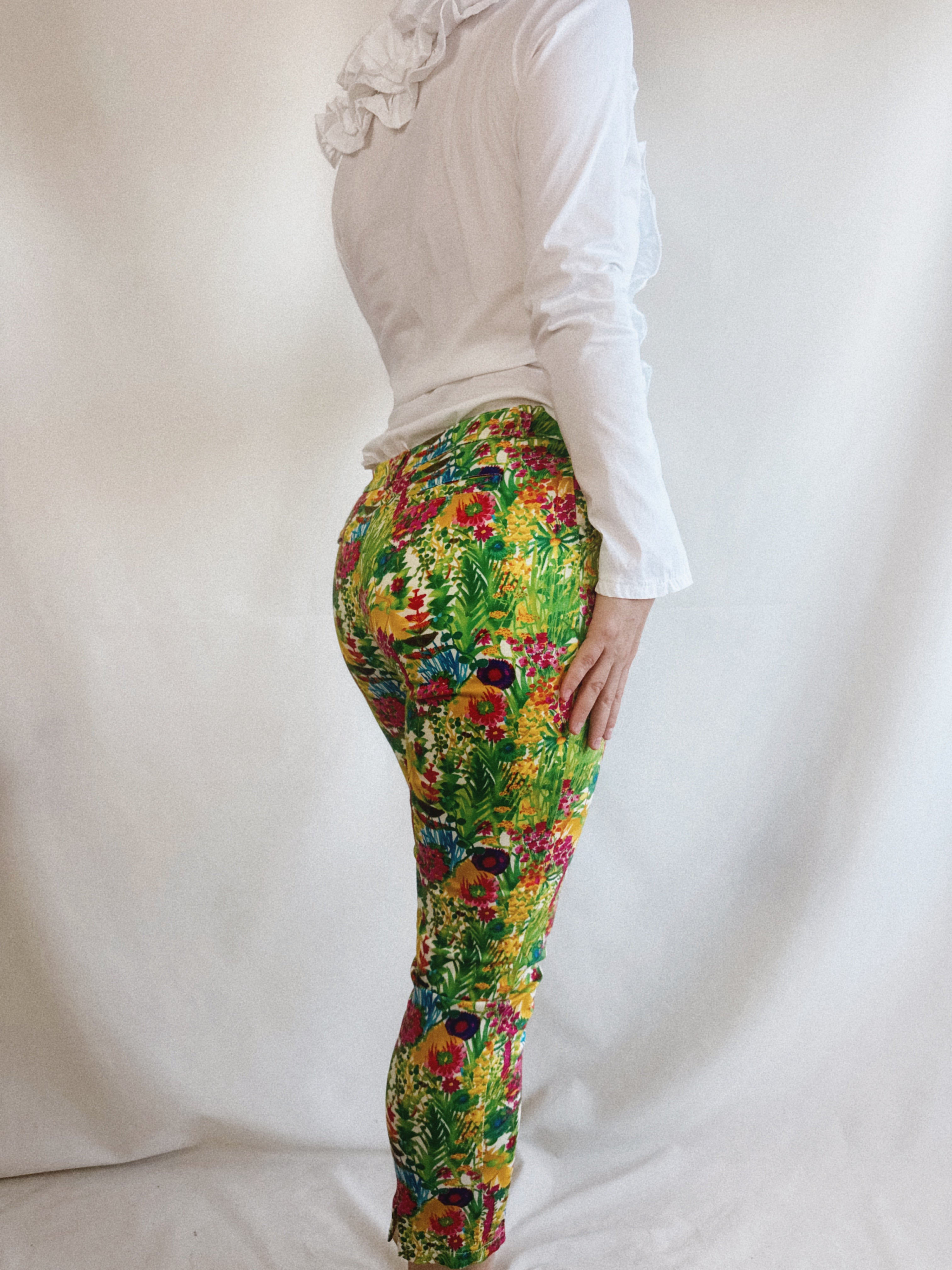 Pantalón Pre-Loved estampado tropical multicolor Kimeika