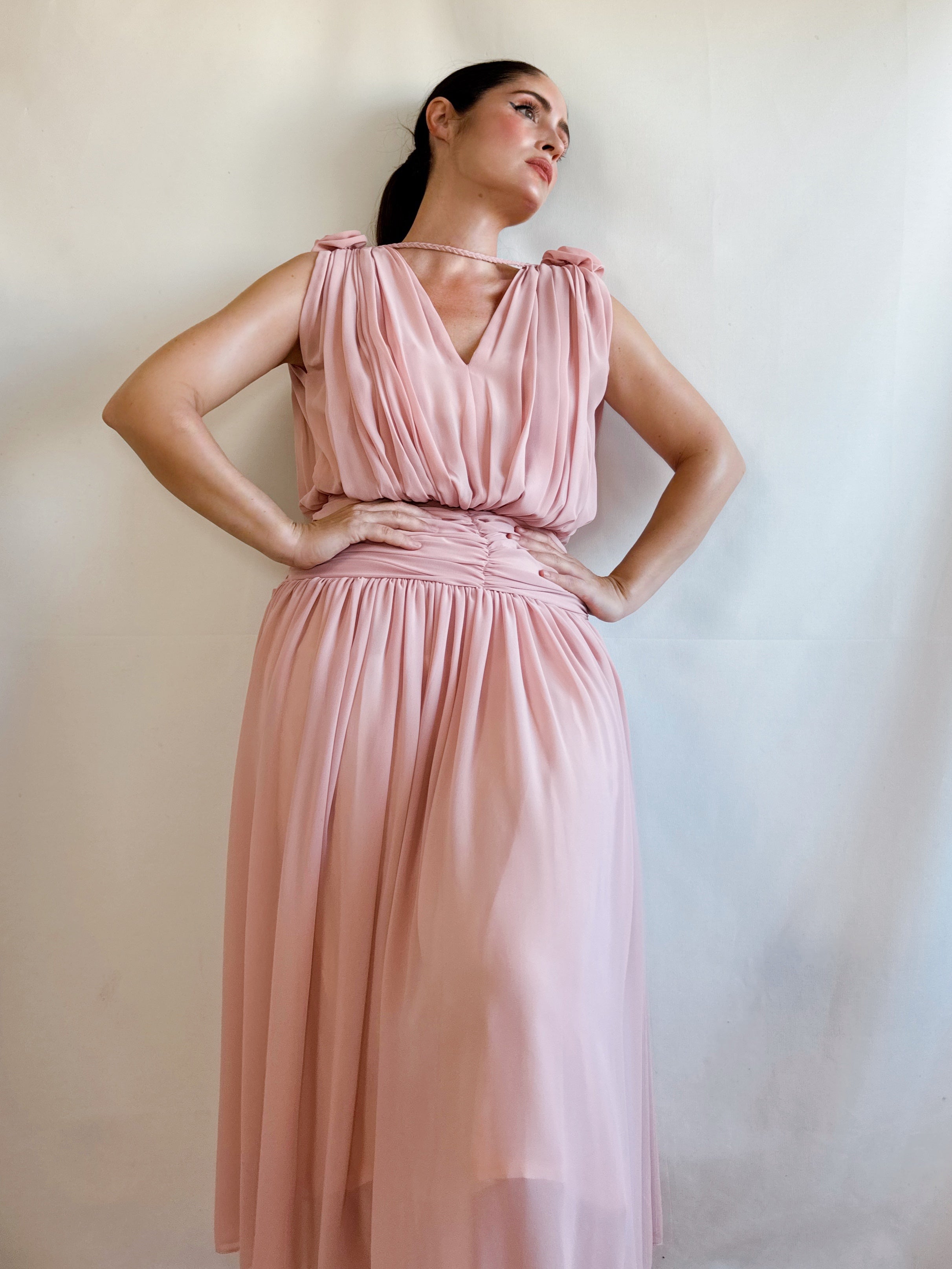 Vestido vintage drapeado Olympia (T.S)