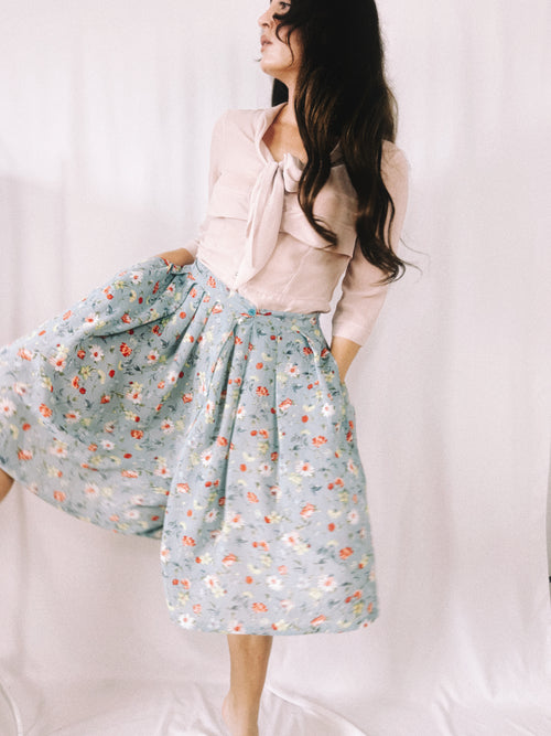 Bermudas vintage celestes estampadas