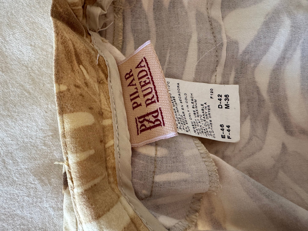 Pantalón Vintage Pilar Rueda Hojas Monstera Tiro Alto Talla 36/38