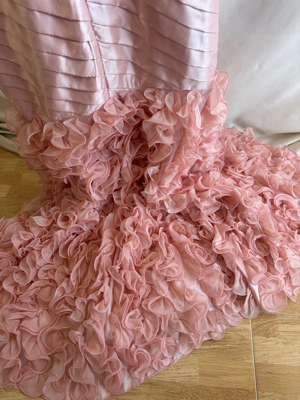 Vestido de Fiesta Vintage Sonia Peña 2012 Rosa Blush con Volantes de Organza | Nuevo