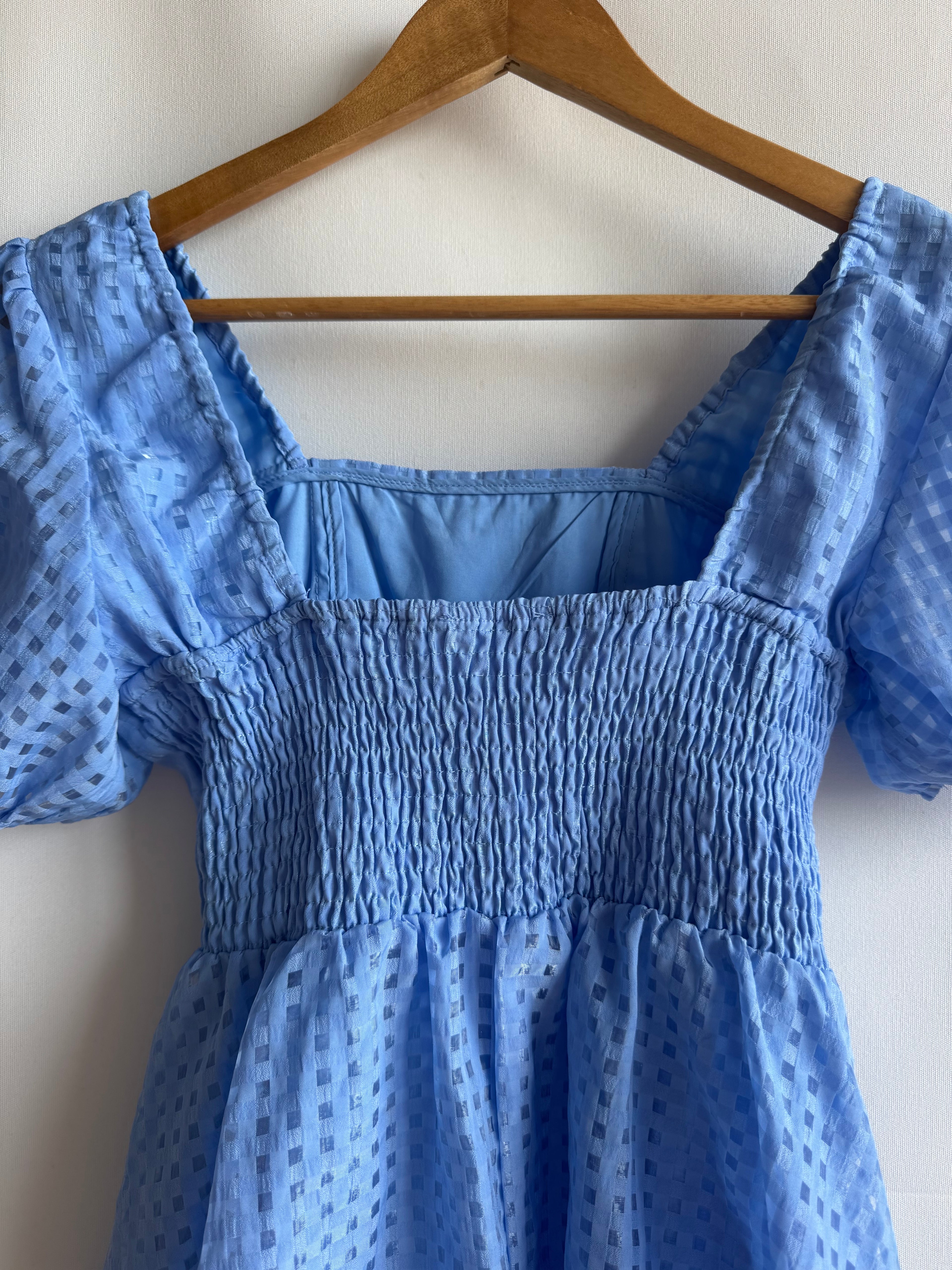 Vestido pre-loved romántico azul (T.S)
