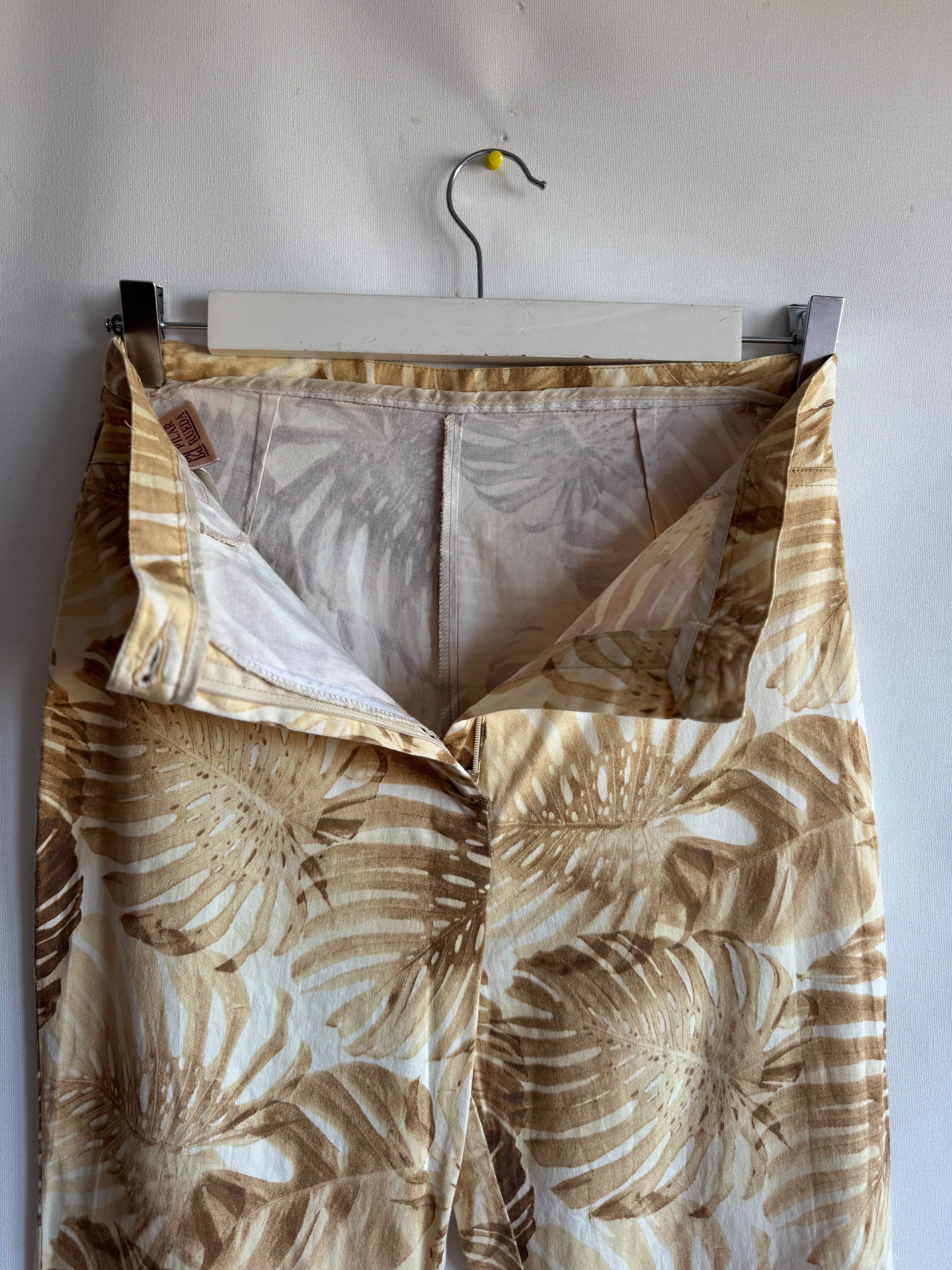 Pantalón Vintage Pilar Rueda Hojas Monstera Tiro Alto Talla 36/38