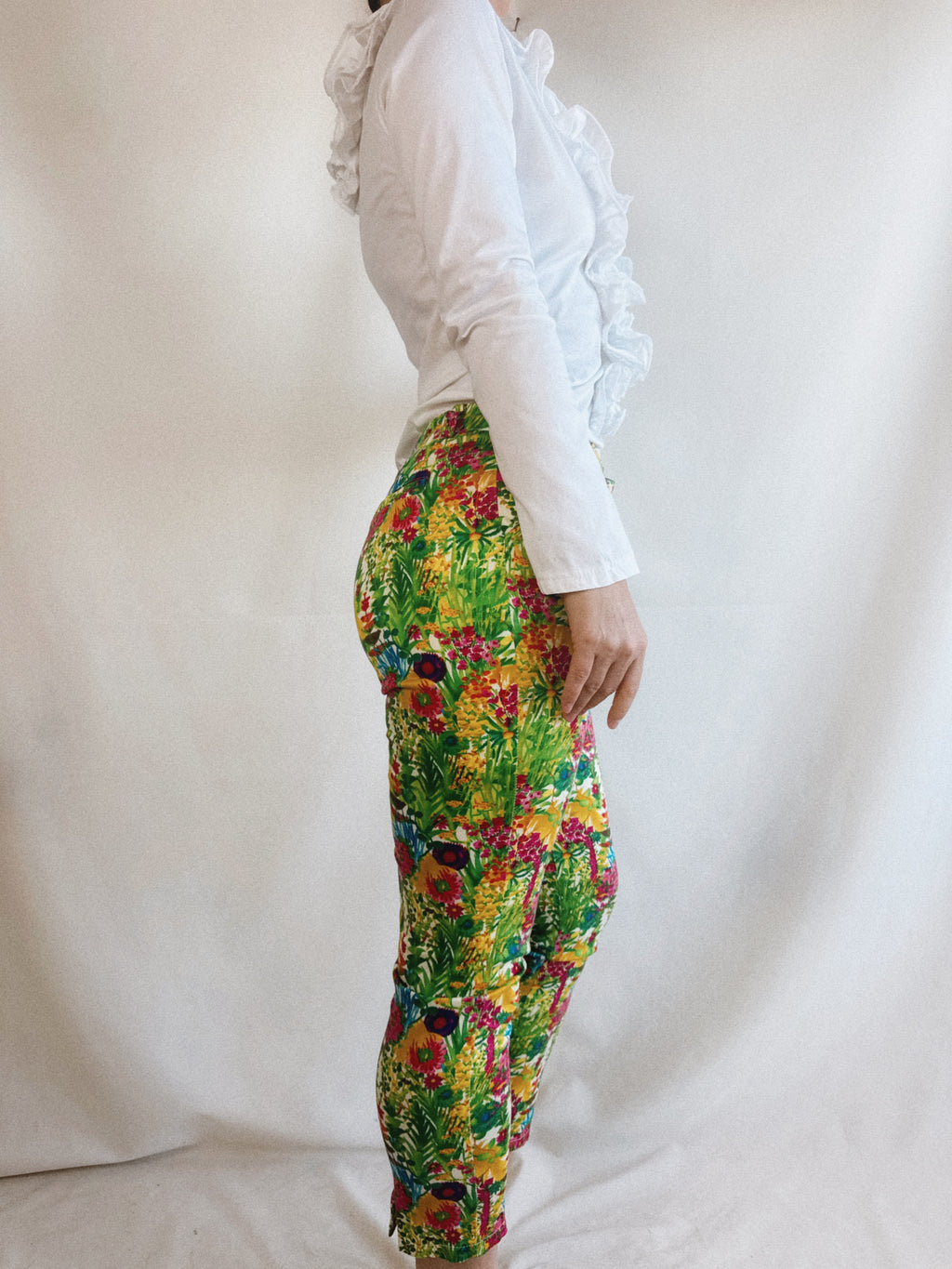 Pantalón Pre-Loved estampado tropical multicolor Kimeika