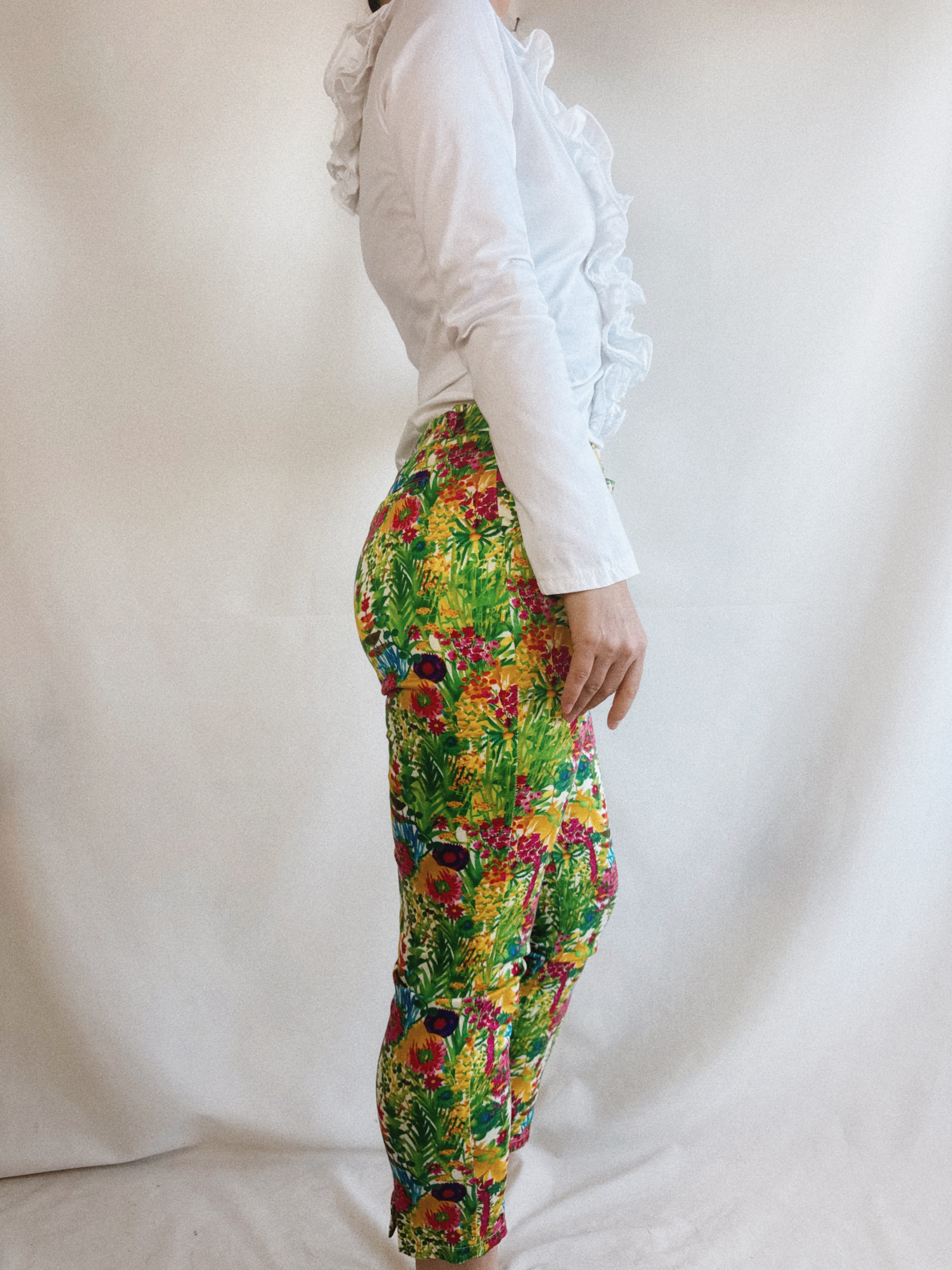 Pantalón Pre-Loved estampado tropical multicolor Kimeika