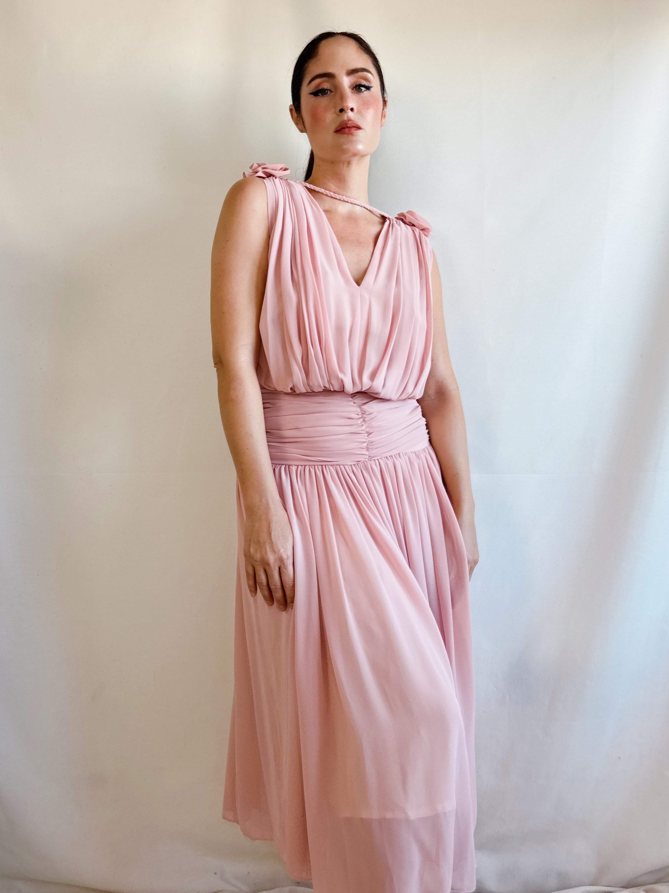Vestido vintage drapeado Olympia (T.S)