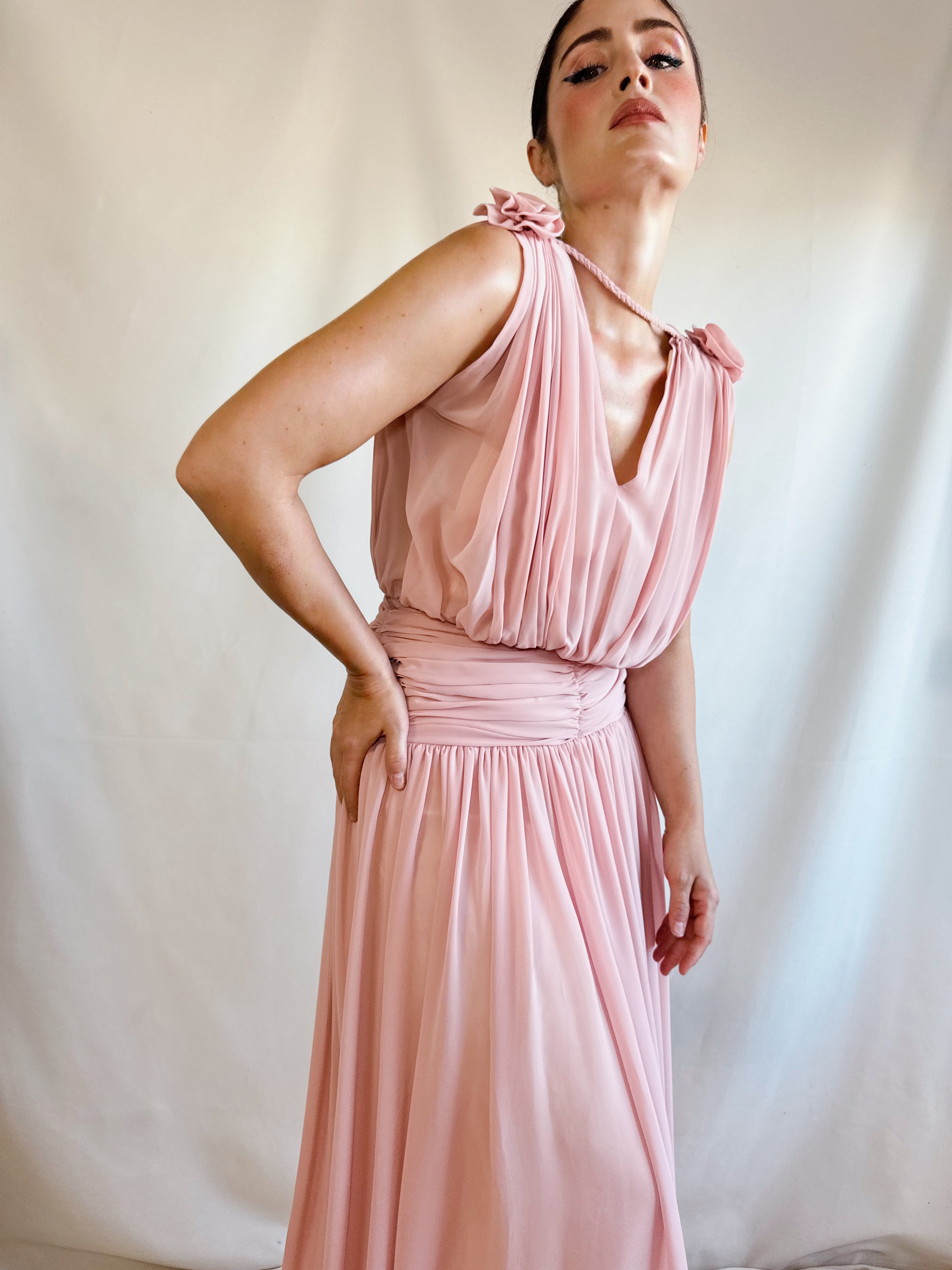 Vestido vintage drapeado Olympia (T.S)