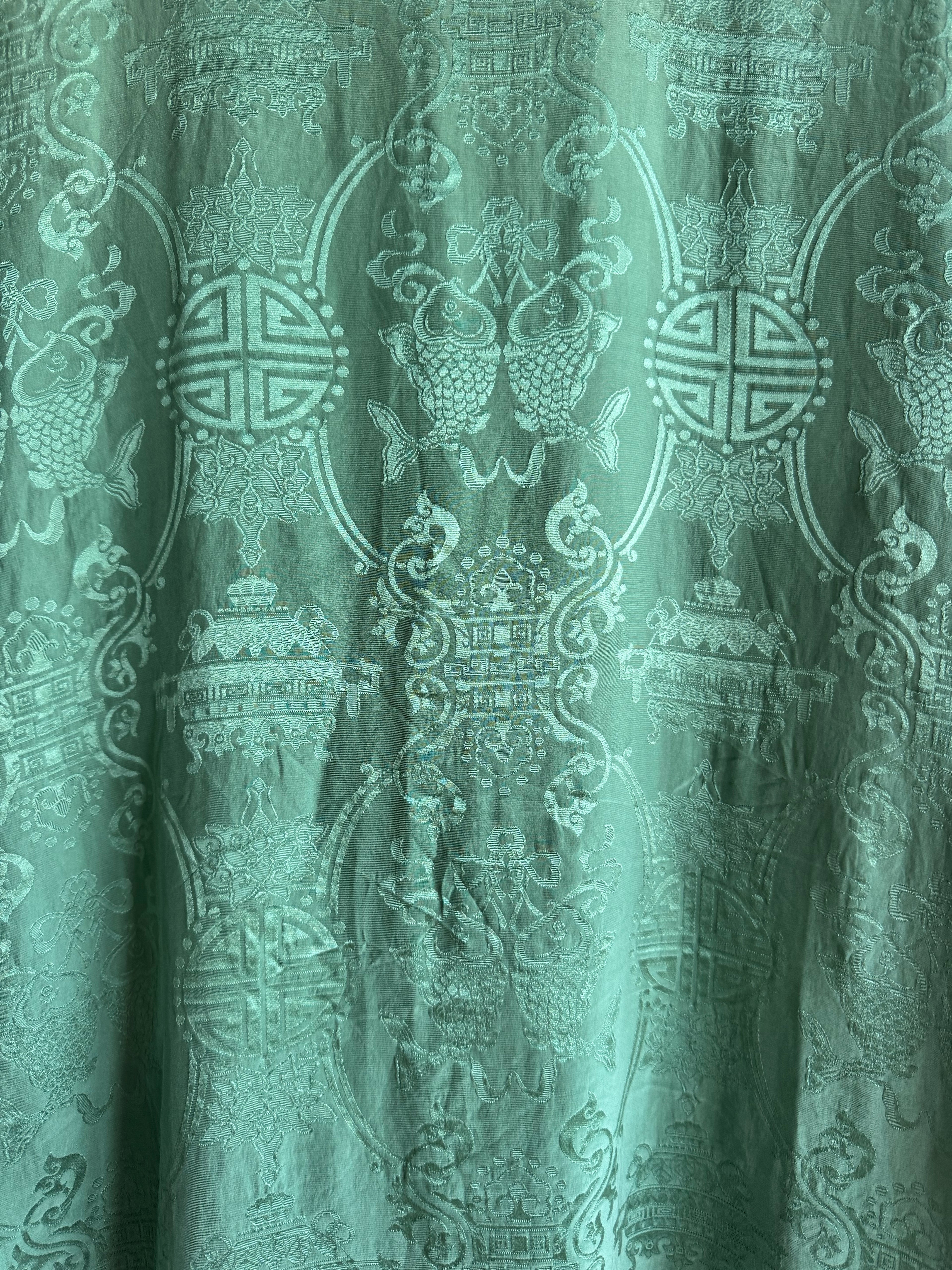 Kimono de Seda 100% Monsoon Verde Jade con Cierres Orientales | Talla EU 40