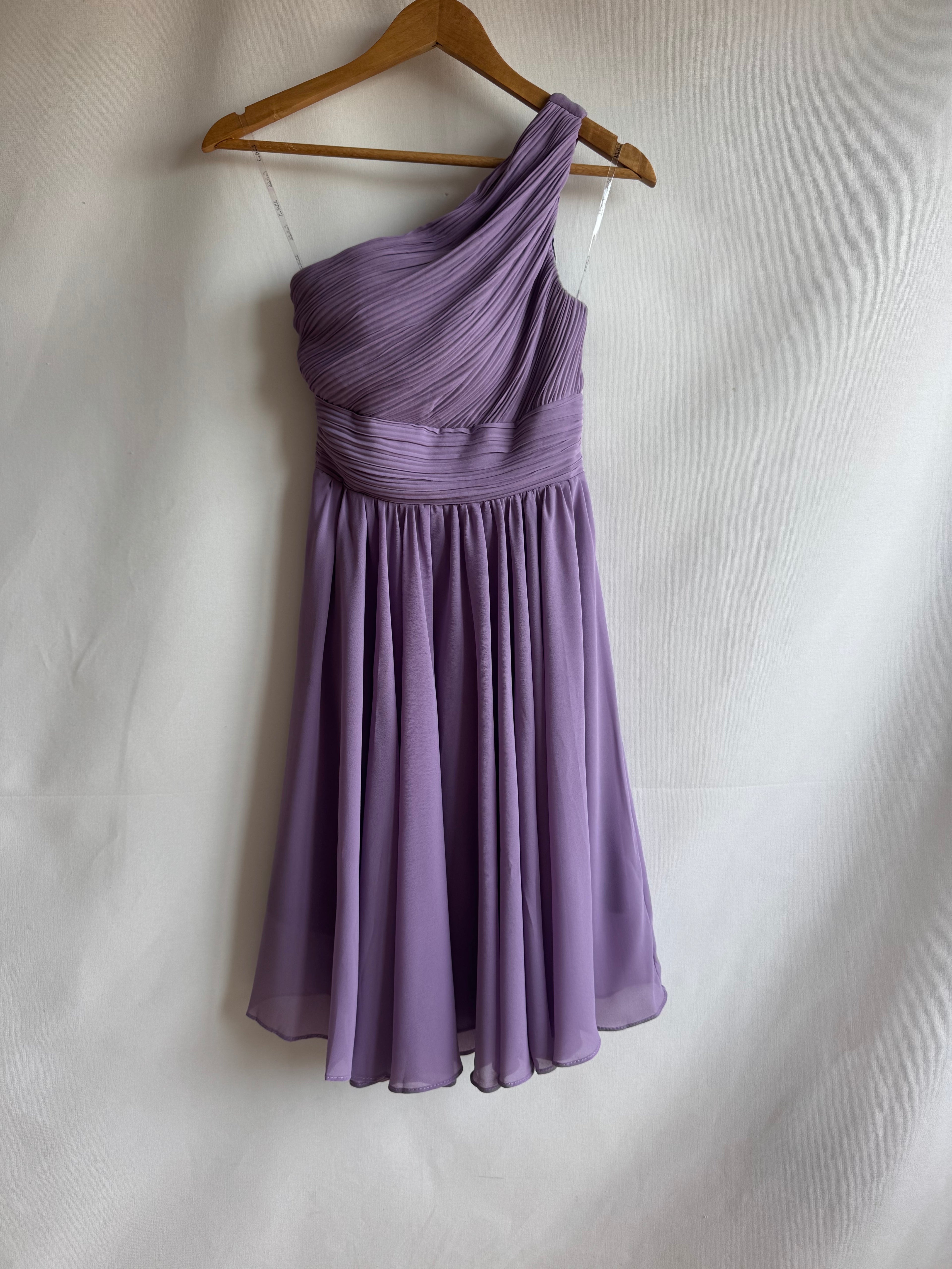 Vestido Pre-Loved Eva & Lola lila plisado asimétrico con espalda nido de abeja