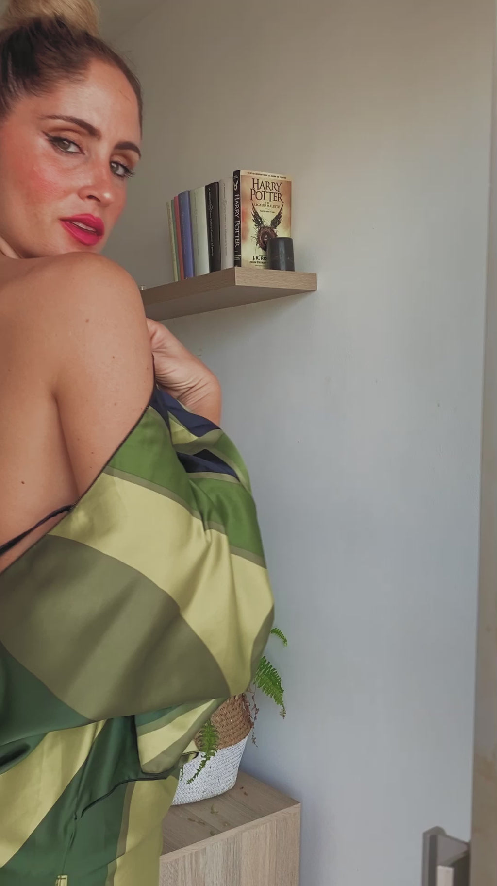 Vestido satén verde
