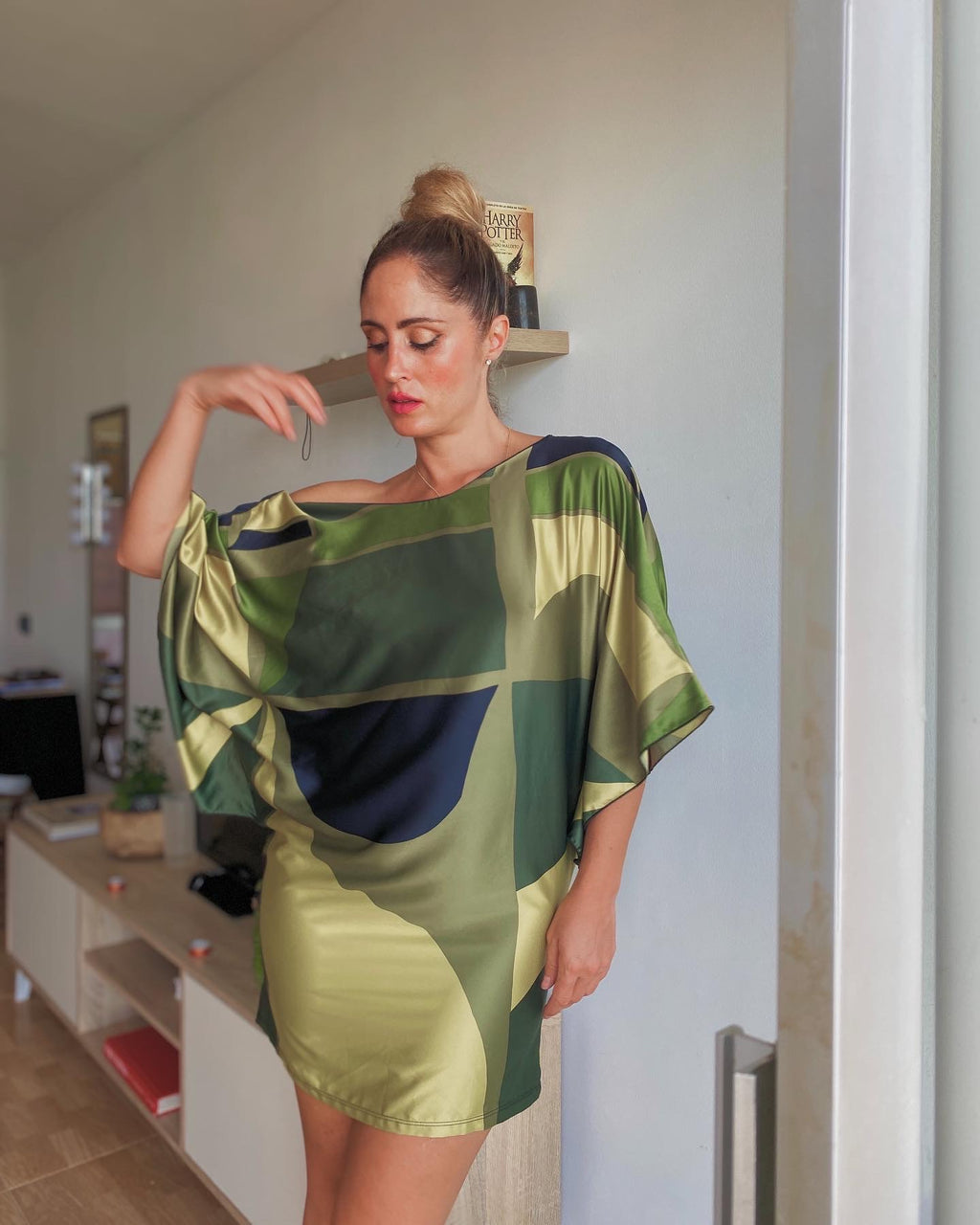 Vestido satén verde