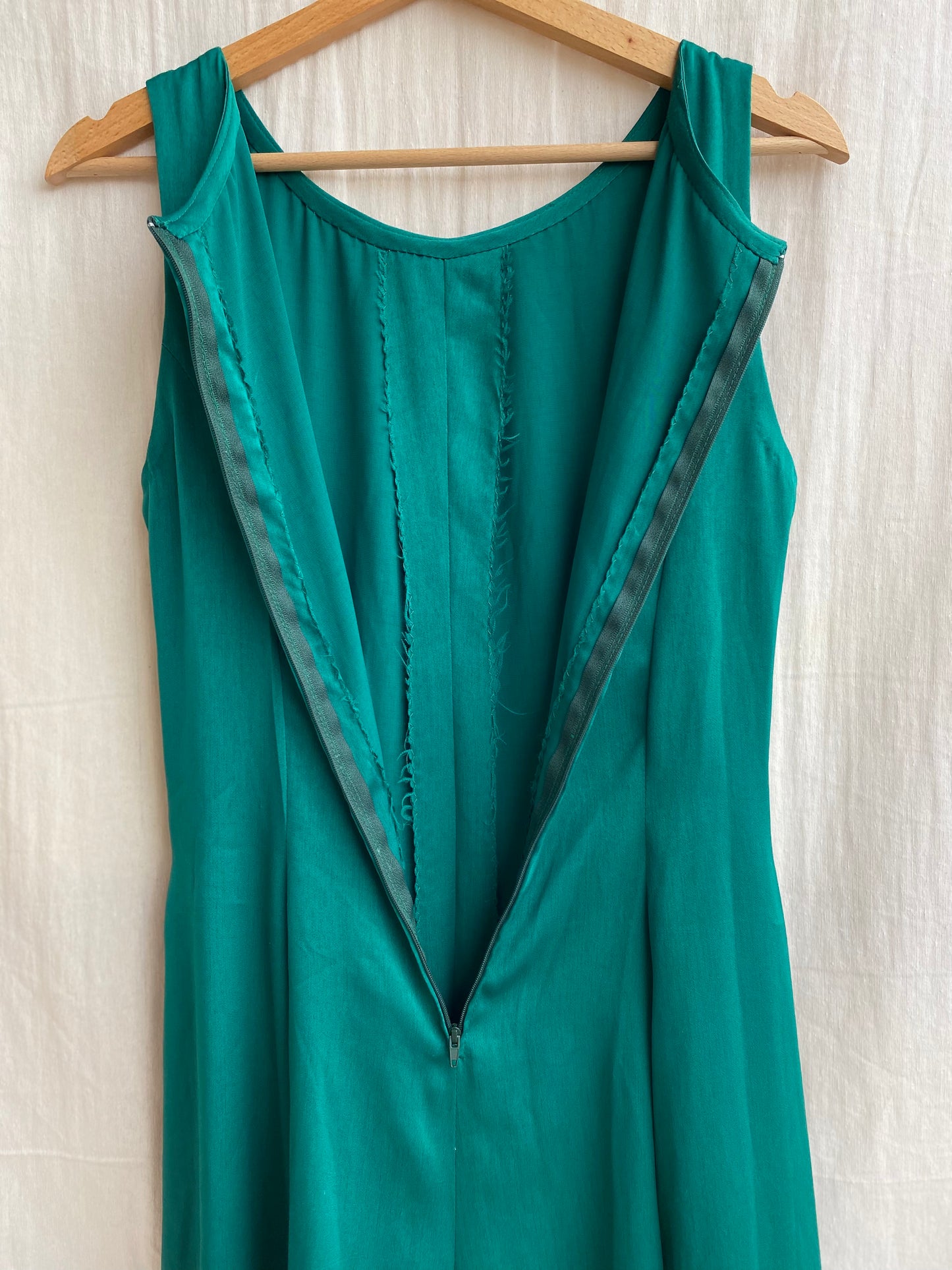 Vestido vintage satén verde