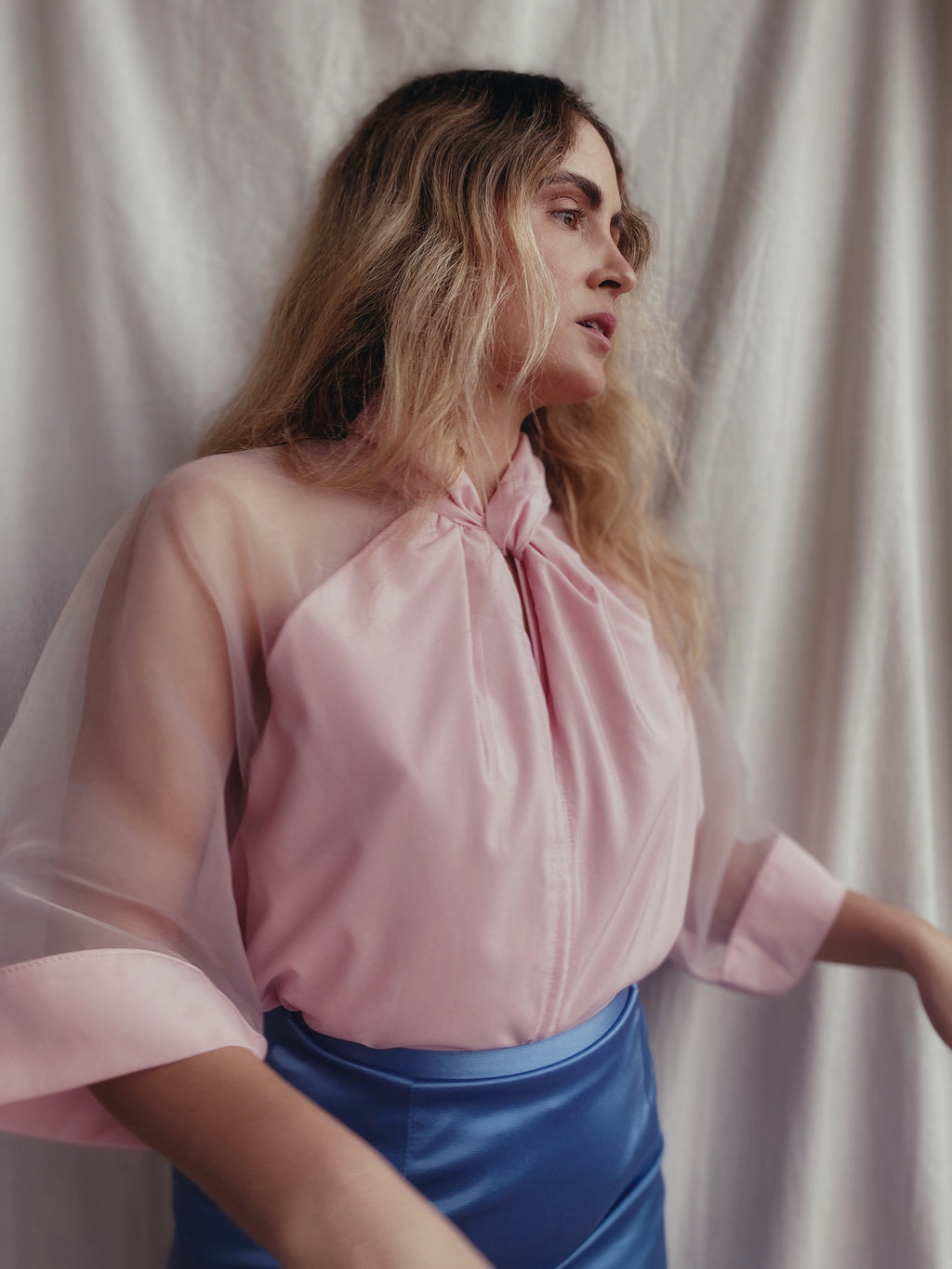 Top rosa organza
