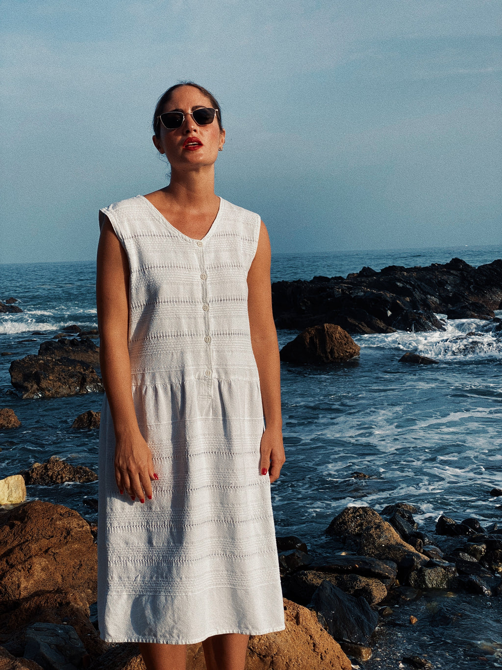 Vestido vintage midi blanco